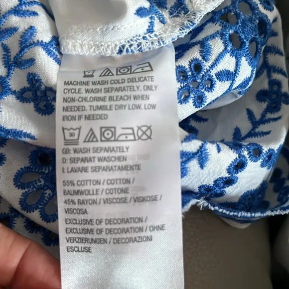 Belle Kim Gravel Floral Embroidered Eyelet Ruffled Neck Blouse size xl - Picture 15 of 16